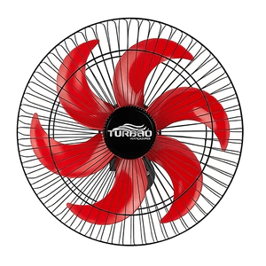 Ventilador de Parede Oscilante 50cm Preto/Vermelho Turbão 130W Bivolt