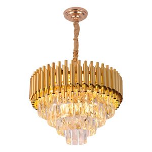 Lustre Dourado com Cristais Transparente 50cm 8E14