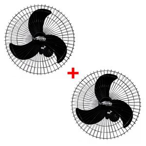 Ventilador de Parede Turbão 60cm Bivolt Preto Oscilante 200w Kit 2 unidades