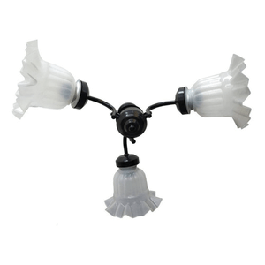 Lustre Tulipa Viena Luxo Preto 3 Lâmpadas P/teto, Ventilador