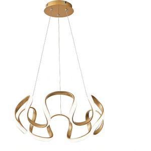 Lustre Pendente De Led Ondulado 48w 3 Em 1  Dourado Bivolt