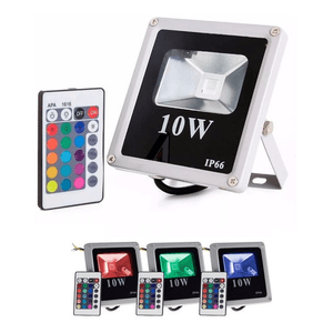 Refletor holofote LED RGB 10W bivolt com controle remoto