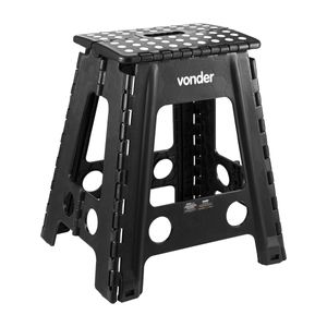 Banqueta Dobrável 45cm  Vonder  Indicada Para Camping Pesca Cozinha  Cor Preta