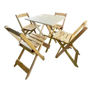 Conjunto 1 Mesa C/4 Cadeiras Restaurante Madeira Maciça