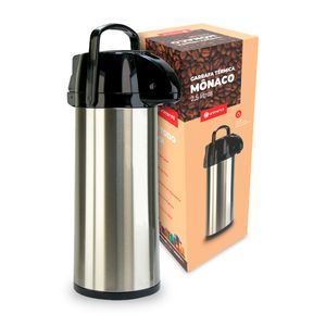 Garrafa Térmica Pressão Mônaco 2,5 Litros Inox Unitermi