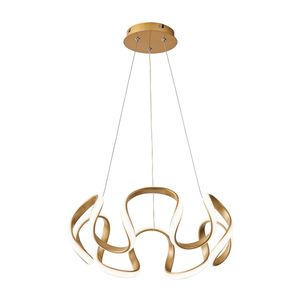 Lustre Pendente De Led Ondulado 48w 3 Em 1  Dourado Bivolt